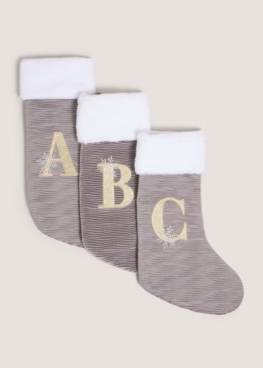 Grey Alphabet Ribbed Stocking