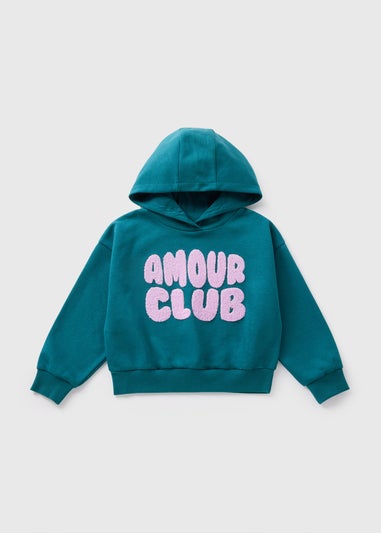 Girls Teal Amour Club Slogan Hoody (7-15yrs)