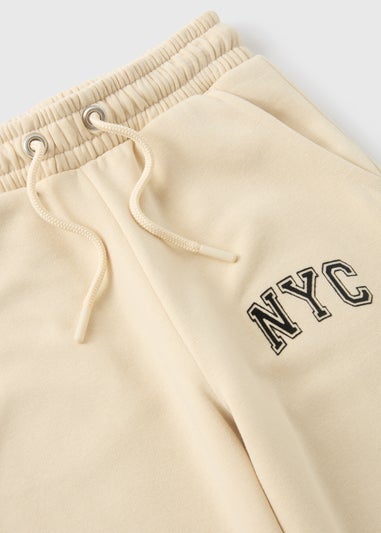 Girls Cream NYC Slogan Joggers (7-15yrs)