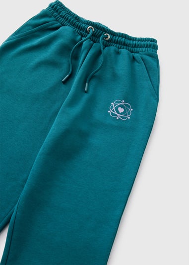 Girls Teal Heart Print Jogging Bottoms (7-15yrs)