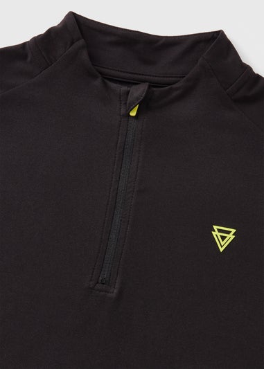 Boys Black Half Zip Sports Top (7-15yrs)