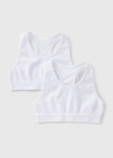 2 Pack Girls White Seamless Crop Tops (6-13yrs)