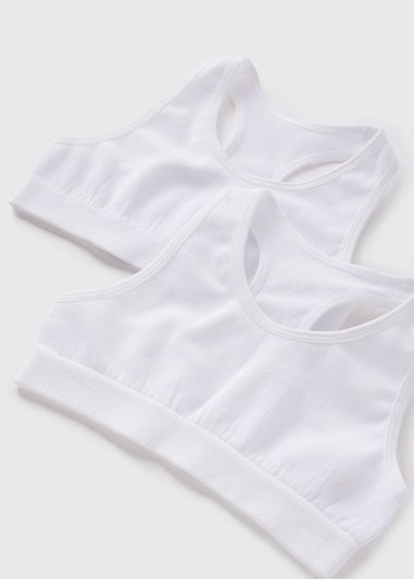 2 Pack Girls White Seamless Crop Tops (6-13yrs)