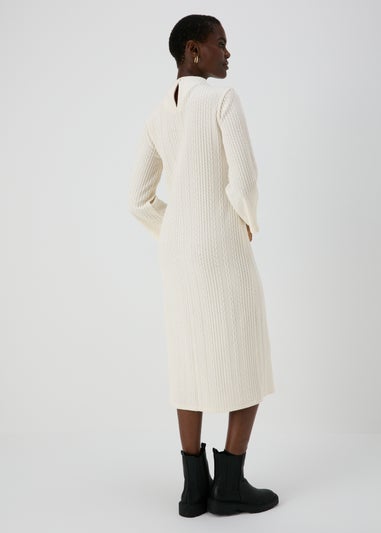 Et Vous Cream Cable Knit Midi Dress