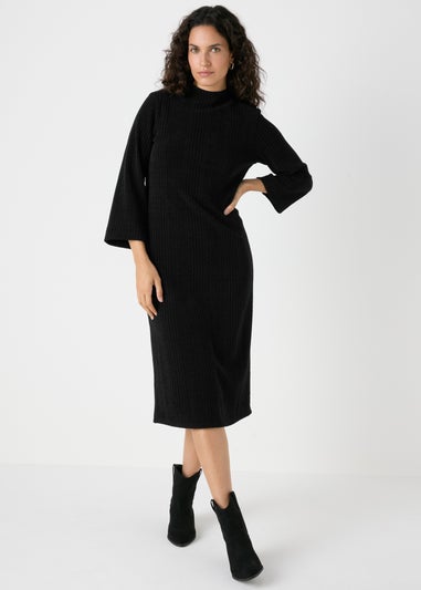 Et Vous Black Cable Knit Midi Dress