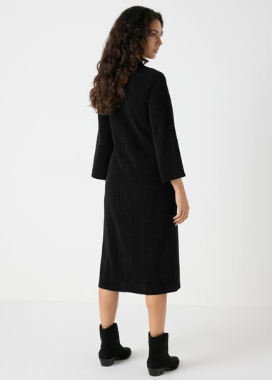 Et Vous Black Cable Knit Midi Dress