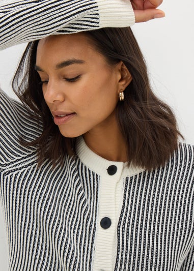 Et Vous Cream Monochrome Stripe Cardigan