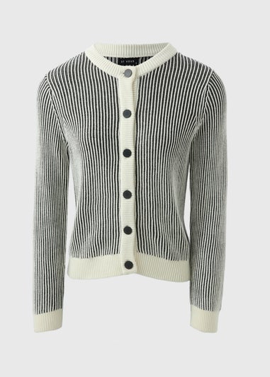 Et Vous Cream Monochrome Stripe Cardigan