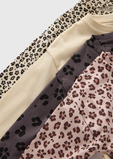 5 Pack Girls Leopard Print Long Sleeve Tops (1-7yrs)