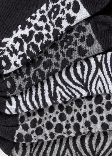 5 Pack Black Animal Trend Crew Socks