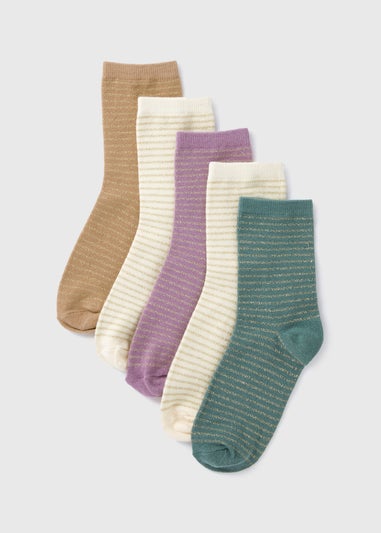 5 Pack Stripe Crew Socks