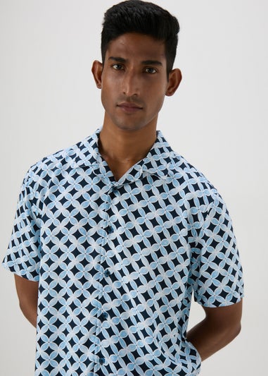 Blue Geometric Print Shirt