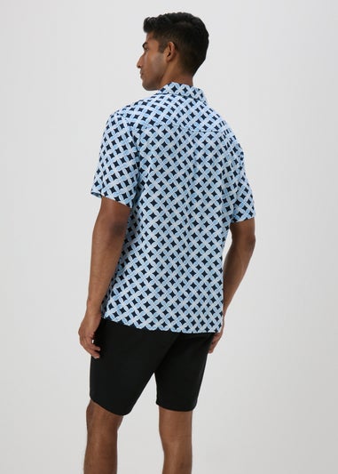 Blue Geometric Print Shirt