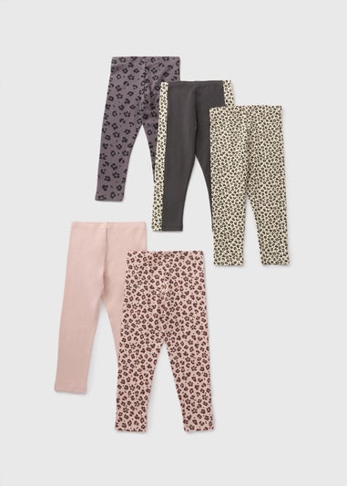 5 Pack Girls Leopard Print Leggings (1-7yrs)