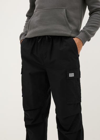 Black Loose Fit Cargo Trousers