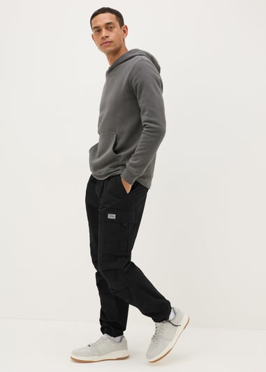 Black Loose Fit Cargo Trousers