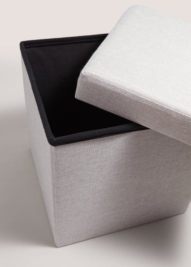 Beige Textured Pouffe Box (38x38x38cm)