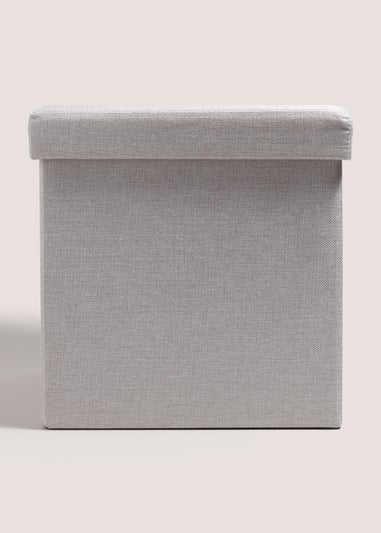 Beige Textured Pouffe Box (38x38x38cm)