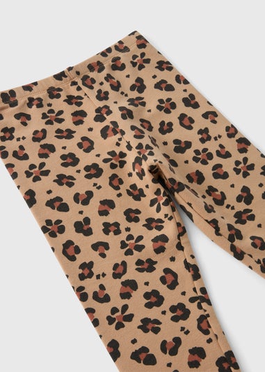 Girls Brown Leopard Print Leggings (1-7yrs)