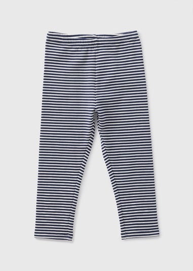 Girls Navy Stripe Leggings (1-7yrs)