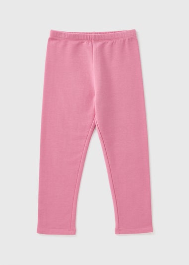 Girls Pink Brushed Leggings (1-7yrs)