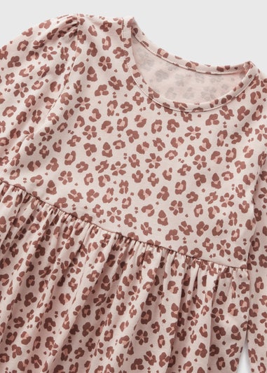 Girls Brown Leopard Print Dress (1-7yrs)