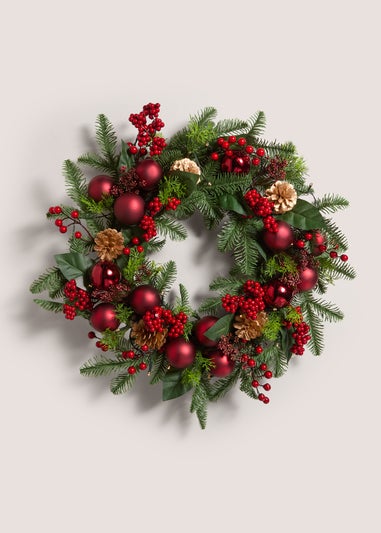 Winter Poem Red Bauble Wreath