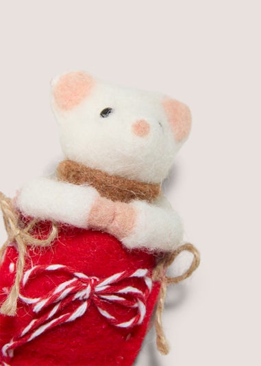 Joyful Felt Animal Stocking Tree Decoration