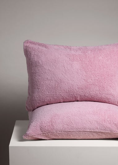 Pink Teddy Fleece Pillow Cases