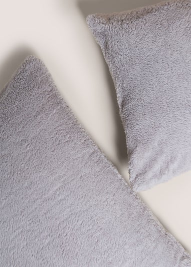 Grey Teddy Fleece Pillow Cases