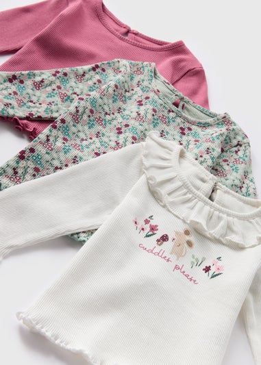 3 Pack Baby White Floral T-Shirts (Newborn-23mths)