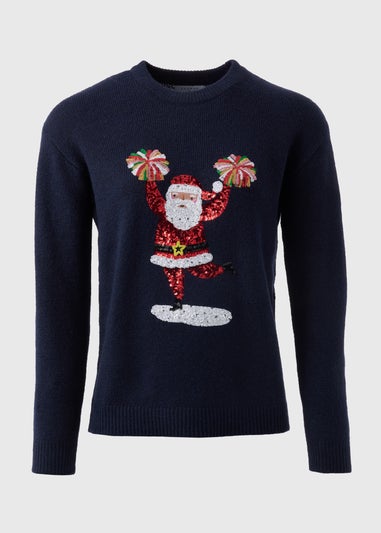 Joyful Navy Santa Sequin Jumper