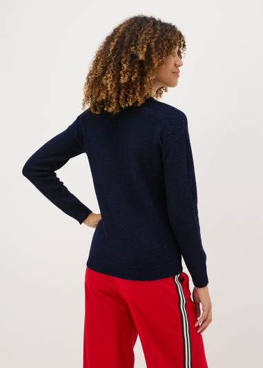 Joyful Navy Santa Sequin Jumper