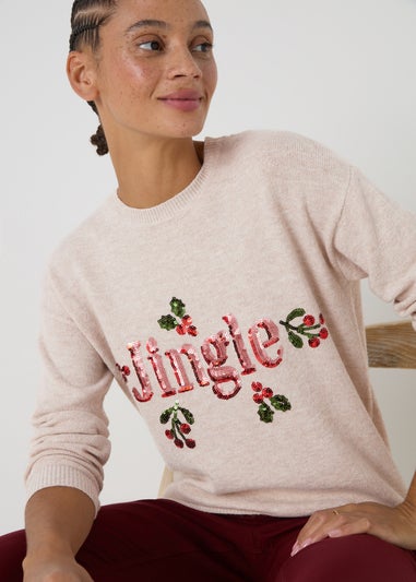 Cream Jingle Sequin Jumper