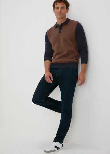 Rust Textured Knit Polo Shirt