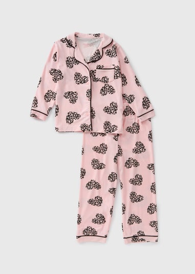 Girls Cream Velour Heart Pyjama Top & Bottoms (7-13yrs)