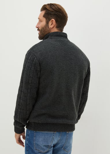 Lincoln Charcoal Zip Up Borg Cardigan