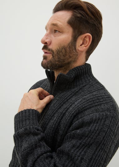 Lincoln Charcoal Zip Up Borg Cardigan