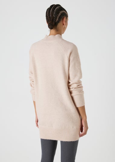 Wondrous Beige Star Embellished Knitted Tunic