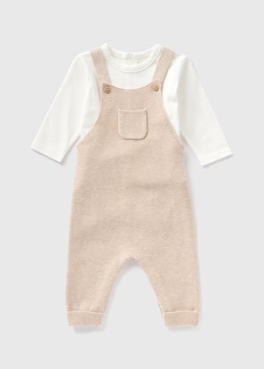 Baby Ecru Knitted Bodysuit & Dungaree Set (Newborn-23mths)