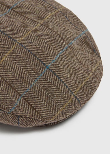 Brown Herringbone Flat Cap