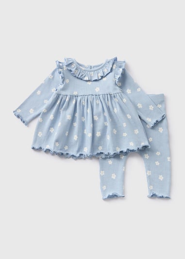 Baby Blue Floral Top & Leggings Set (Newborn-23mths)