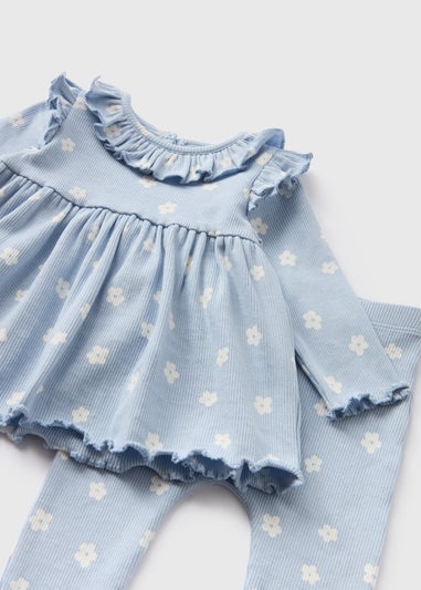 Baby Blue Floral Top & Leggings Set (Newborn-23mths)