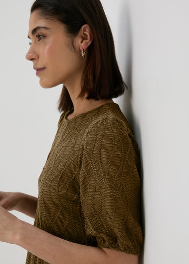 Khaki Textured Swing Dress