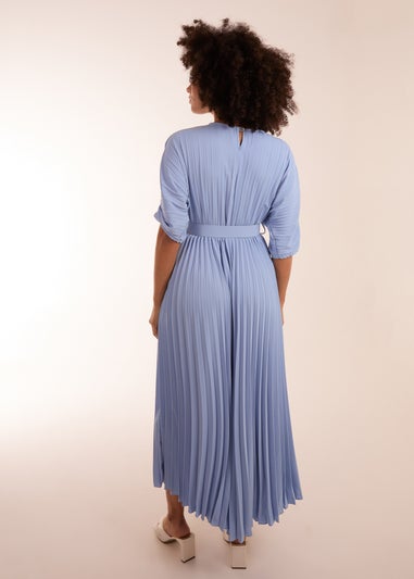 Blue Vanilla Blue Pleated Dress With Belt