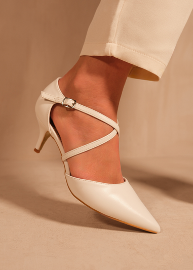 Where's That From White Pu Kennedi Low Kitten Heels