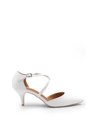 Where's That From White Pu Kennedi Low Kitten Heels