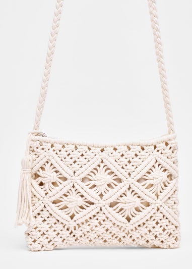 Quiz Cream Crochet Cross Body Bag