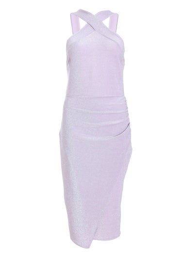 Quiz Purple Glitter Wrap Midi Dress