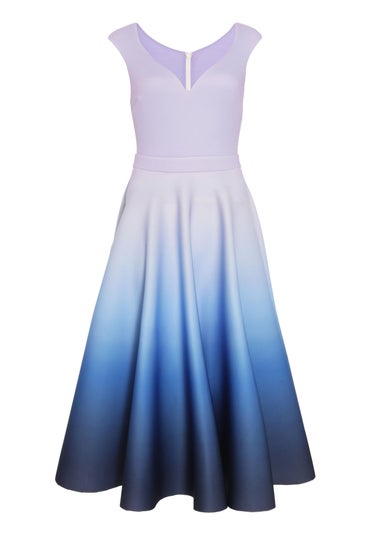 Quiz Blue Ombre Midi Skater Dress